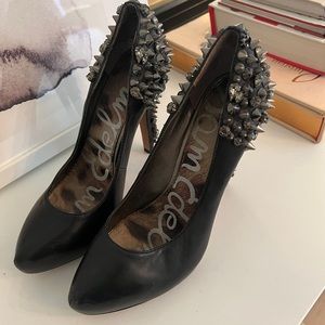 Sam Edelman Roza Black Leather Pump with Spikes